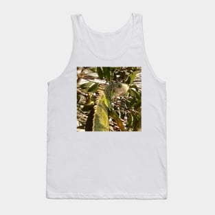 Alert Green Iguana Climbing a Tree Tank Top